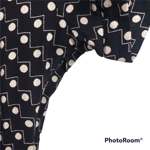 Polka dot print black short sleeve midi dress - Picture 6 of 12